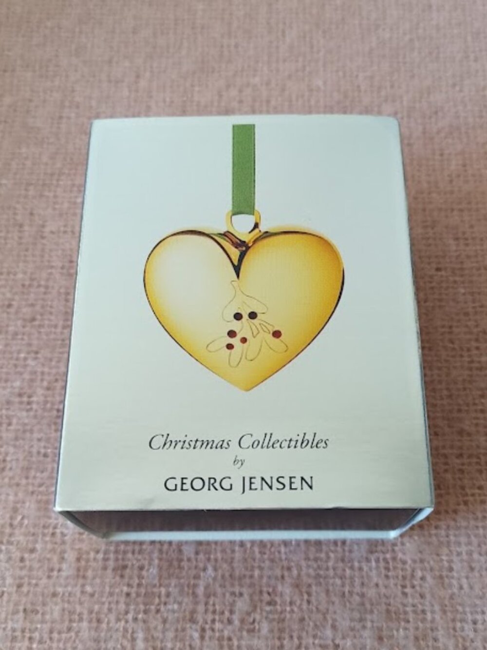Georg Jensen Gold-Plated Mistletoe Heart Christmas Collectible Ornament 2014